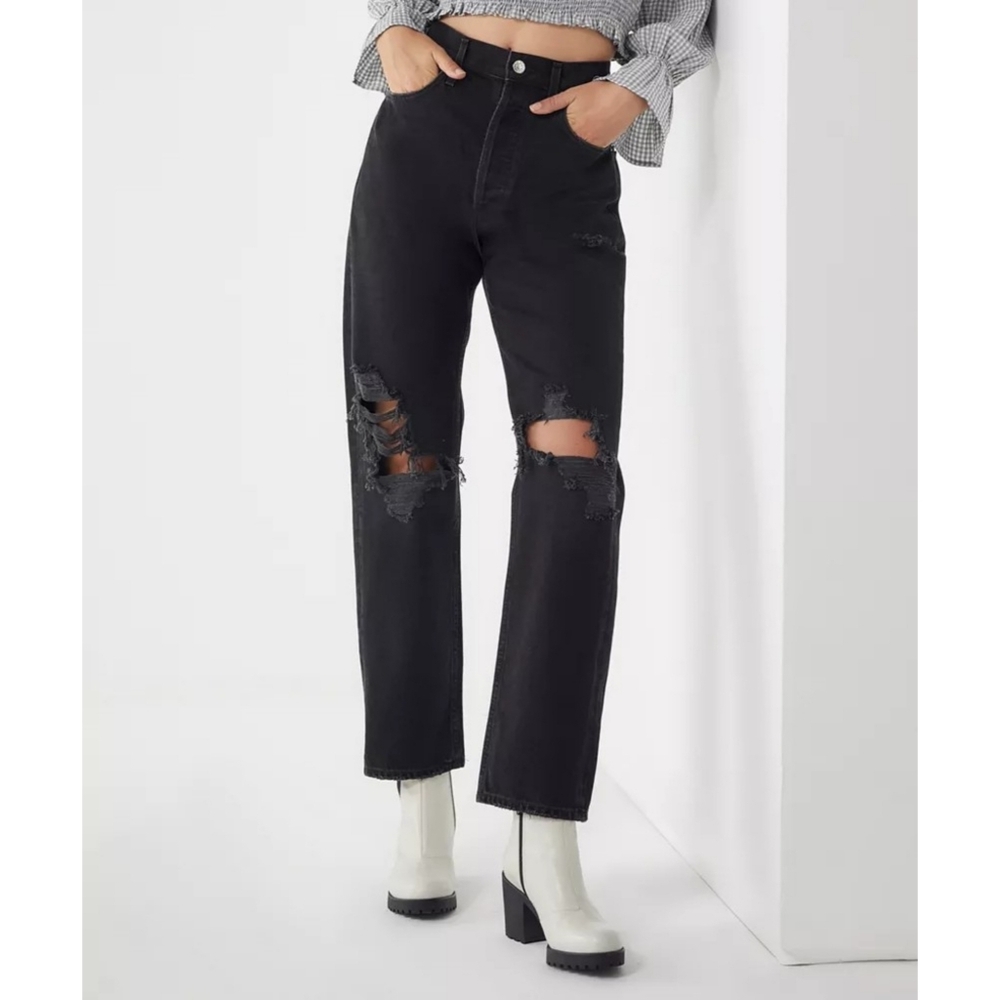 AGOLDE 90s Jeans Audio Black Distressed W25 100% Cotton NWT
